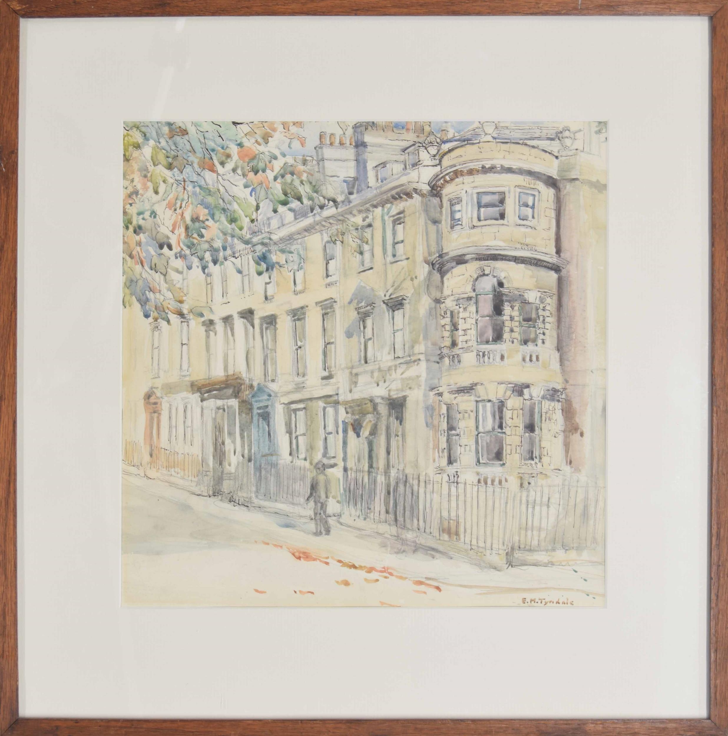 Erena M. Tyndale (20th Century) - "John Wood's house", Gay Street, Bath, signed also inscribed on