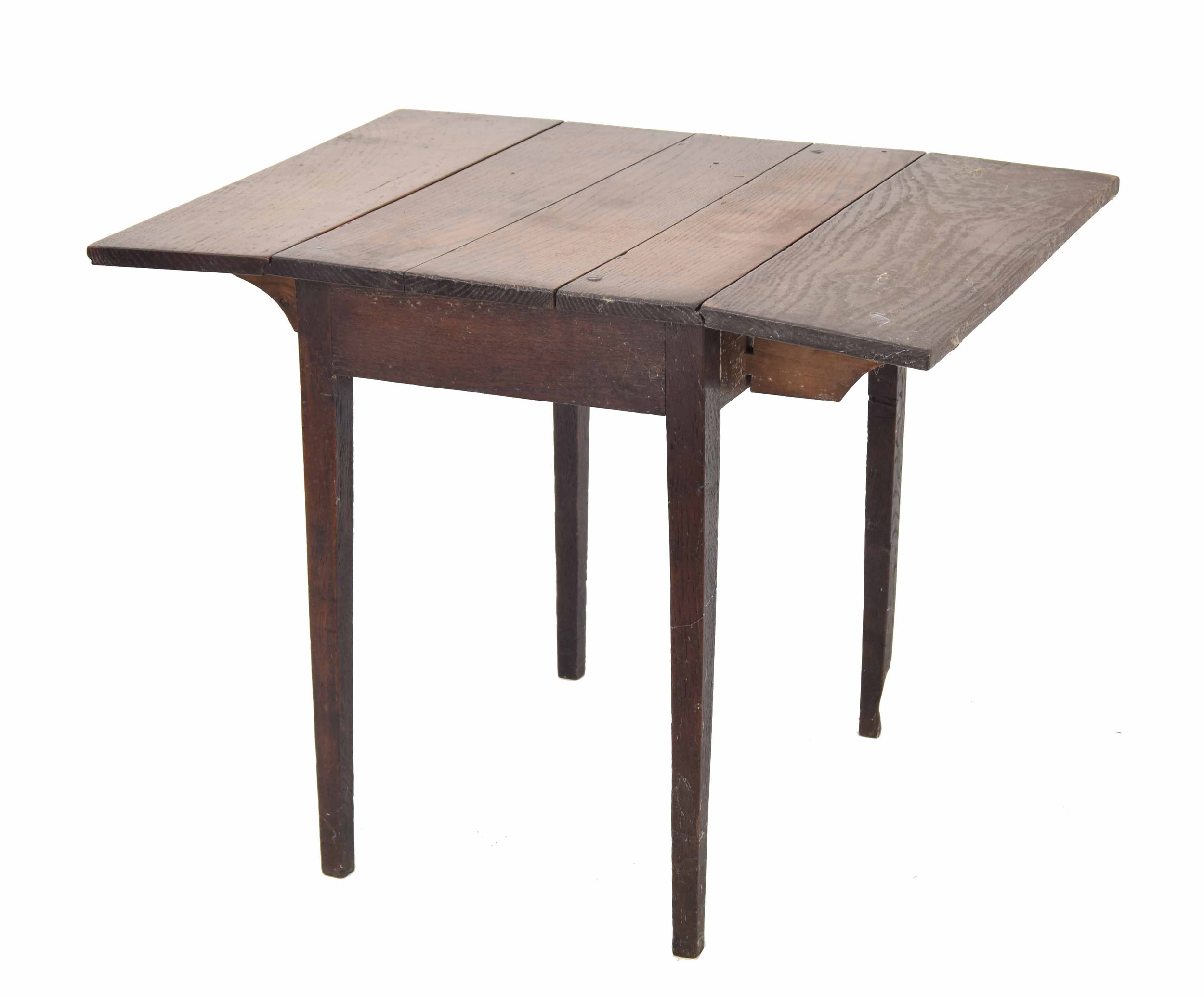 George III oak drop leaf table, 35" wide fully extended, 28" deep, 27" high