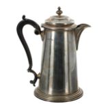 Edwardian silver coffee pot, with a hinged cover and hardwood handle and finial, maker Martin,