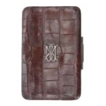 Asprey, London crocodile leather and silver mounted gentleman's wallet, the monogrammed hinged cover