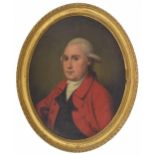 English School (18th century) - a portrait of a gentleman, head and shoulders wearing a red coat,