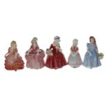 Selection of Royal Doulton porcelain figures; Lavinia H.N1955, Wendy, Tootles, Rose and Bo-Peep (5)