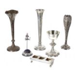 Selection of silver stem vases; including one by A T Cannon Ltd 6.5" high; together with a small