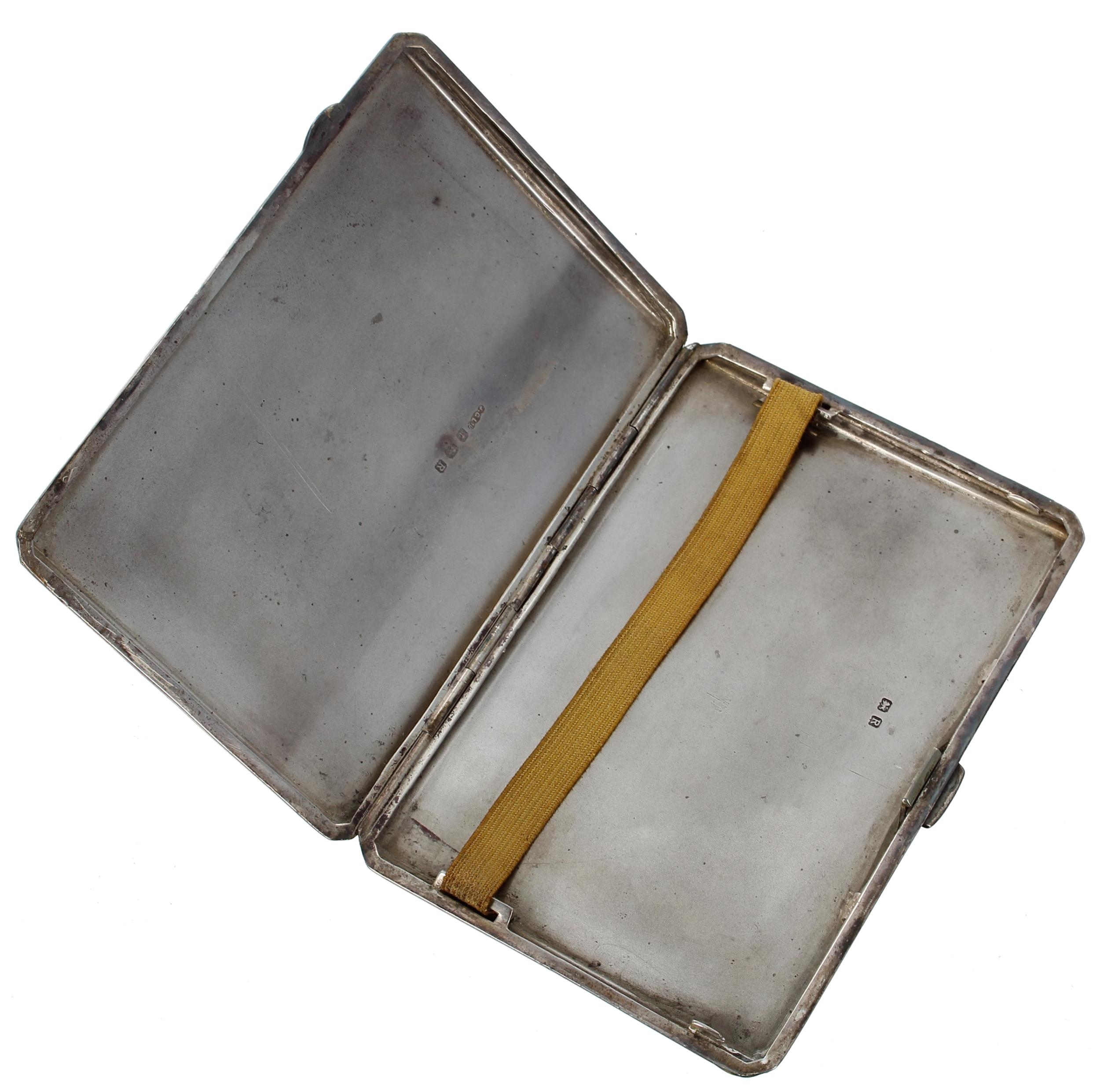 George V silver cigarette case by Joseph Gloster, with an applied enamel picture portrait of a - Image 2 of 2