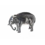 Edwardian novelty silver pin cushion in the form of an elephant, maker M. Bros,  Birmingham 1905,