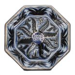Wedgwood octagonal dish with stylised foliate silver lustre glaze decoration by Alfred & Louise
