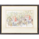 Michael Warren (20th/21st century) - the Life Guards on horseback parading, signed and dated 1984,