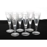 Set of six glass flutes in the Art Deco style, 6" high (4)