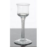 Georgian liqueur glass, the ogee bowl on an opaque double-twist stem and raised circular foot, 6"