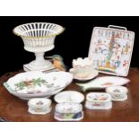 Mixed group of decorative pottery and porcelain including a Karl Ens kingfisher figure, Alegre