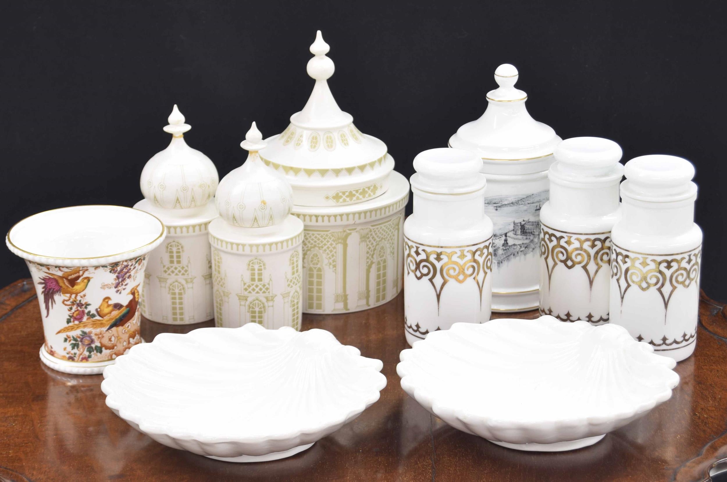 Set of porcelain jars decorated after the Royal Pavilion Brighton, inscribed to the underside,