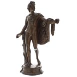 After the Antique - bronzed patinated figure of 'The Apollo Belvedere', modelled upon a shaped