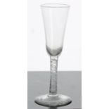 Georgian cordial glass, with a conical bowl on an opaque double-twist stem and circular foot, 7"