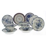 Group of Worcester first period blue and white porcelain, to include a set of four tea bowls and