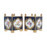 After Sevrés - a pair of miniature porcelain vases of a caisse carrée produced by Halycon Days,