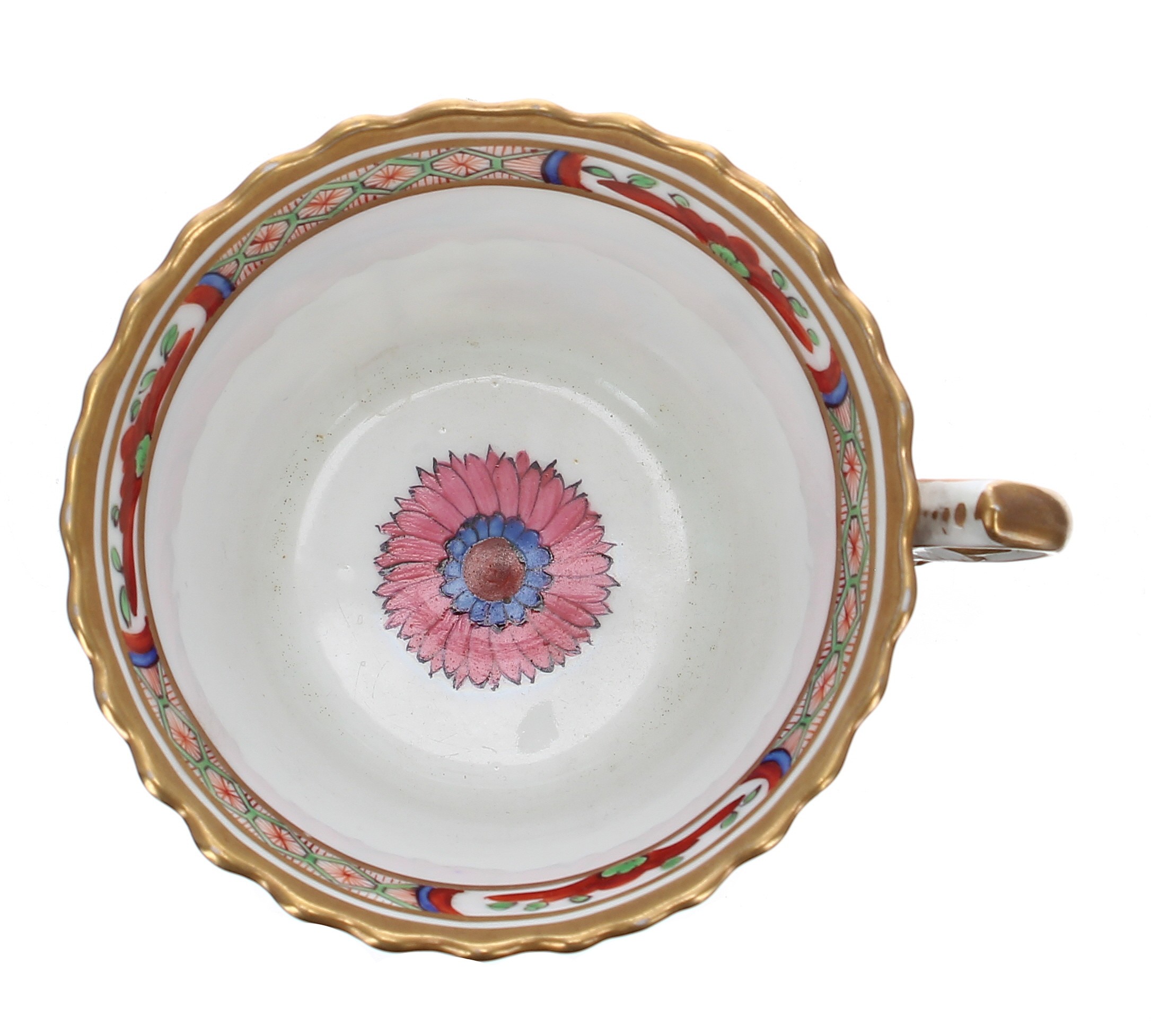 Chamberlains Worcester 'Dragon in Compartment' pattern porcelain cup and saucer, early 19th century, - Image 3 of 3