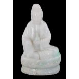 Chinese jadeite figure of Quanyin, modelled seated holding a bottle, 5.25" high