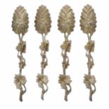 Set of four Victorian Rococo style silver-gilt teaspoons, cast with bugs and caterpillars with