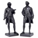 After John Henry Foley - pair of cold cast bronze figures of Oliver Goldsmith and Edmond Burke by