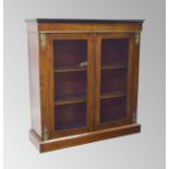 Victorian walnut inlaid pier display cabinet, the moulded top with an ebonised border over glazed