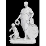 French Niderviller bisque porcelain figural group - The Education of Emile modelled by Jean-