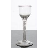 Georgian cordial glass with an opaque-twist stem on a circular foot, 6" high (chips to foot rim)