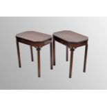 Pair of mahogany occasional tables in the Georgian manner, of rectangular form with canted corners