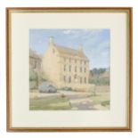 **Draper (20th/21st century) - View of Willow House, Biddestone, with a vehicle parked in a sunlit