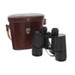 Carl Zeiss Jena Jenoptem 10x50W binoculars, serial no. 6667382, tan leather carry case