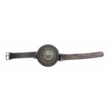 WWII German Luftwaffe pilots compass by Kadlec, stamped AK 39, FL 23235, 6 cm diameter, on a leather