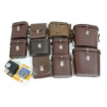 Mixed group of leather binocular cases