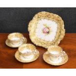 Attractive 19th century English porcelain part service, each piece painted with a differing floral