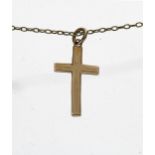 9ct yellow gold crucifix, 1.8 cm, 0.3gm, on a rolled gold chain