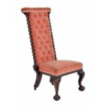 Victorian rosewood framed button upholstered Prie Dieu, button upholstered back with twist supports,