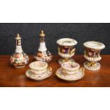 Selection of early 19th century Royal Crown Derby Imari pattern miniatures, to include a pair of