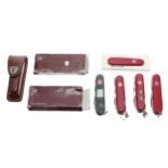 Five Victorinox 'Swiss Army' folding combination knives,  including a 'Mechanic' and a 'Sportsman'