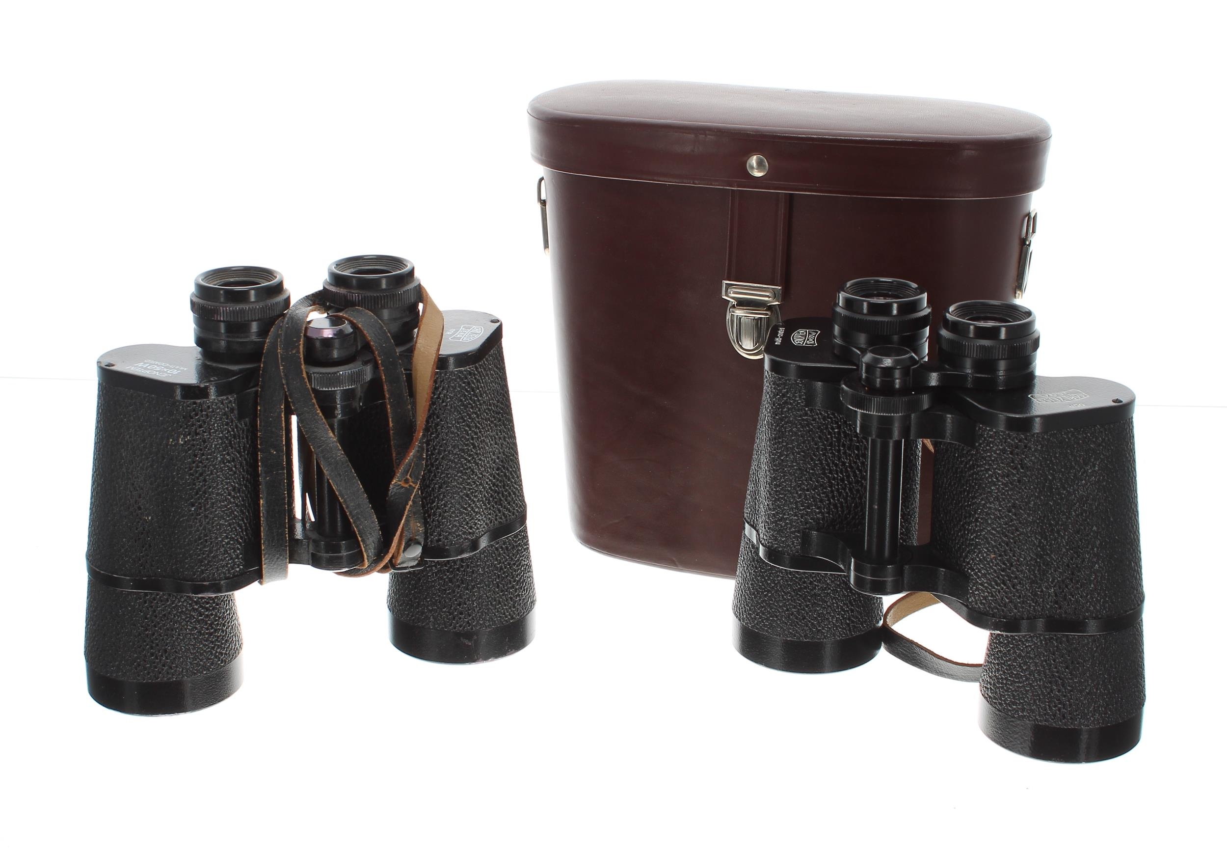 Carl Zeiss Jena Jenoptem 10x50W binoculars, serial no. 6681249, leather fitted case with strap;