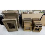 Various gilt plaster and wooden frames, some containing their original glass, various sizes (a