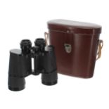 Carl Zeiss Jena Jenoptem 10x50W binoculars, serial no. 4200417, tan leather carry case