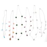 Six silver (925) stone and gem set necklaces
