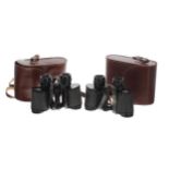Two pairs of Carl Zeiss Jena jenoptem 8x30W binoculars, with leather carry cases (2)