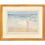 After Sir William Russell Flint RA. , ROI  (1880-1969) - 'Waves', nude girl on a beach with the