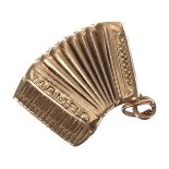 9ct yellow gold accordion charm, inscribed 'Mambo' 3.2gm
