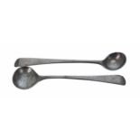 Two Georgan silver mustard spoons, by W.J (possibly William Johnson) and Thomas Whipham, both 3.