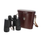 Carl Zeiss Jena Jenoptem 10x50W binoculars, serial no. 4643837, tan leather carry case