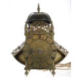 Interesting English antique brass hook and spike verge winged lantern clock, signed John Ebsworth at