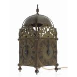 Interesting and unusual reproduction brass verge three-sided hook and spike lantern clock, the three