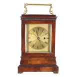 Good small English rosewood single fusee library clock, the engine turned gilt dial plate signed