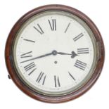 Mahogany single fusee 12" wall dial clock, within a turned surround (pendulum)