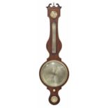 Mahogany four glass wheel barometer signed P. Ramos, 281 Holbn, London, the principal 10" silvered